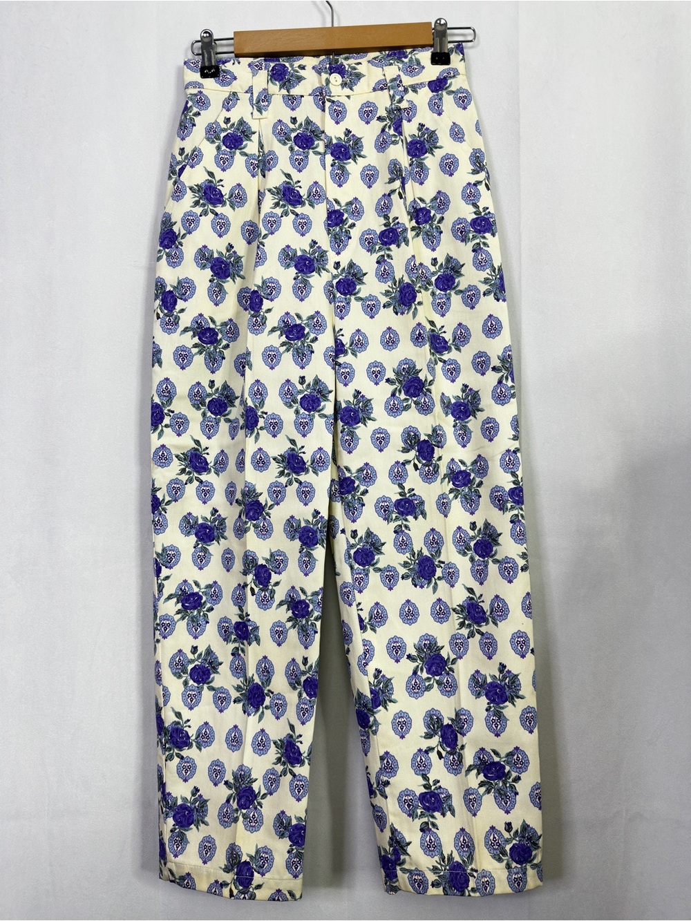 Vintage Floral Hi-Rise Pants U.S.A Floral Pleated Purple 5 Humanite Penny Lane